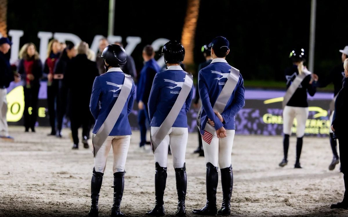 The Roadrunners team lined up in the arena at Palm Springs