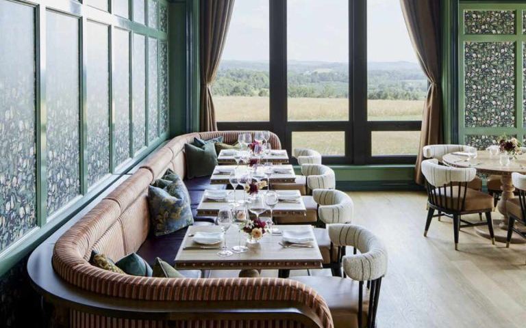 The dining room at Klocke Estate with valley views