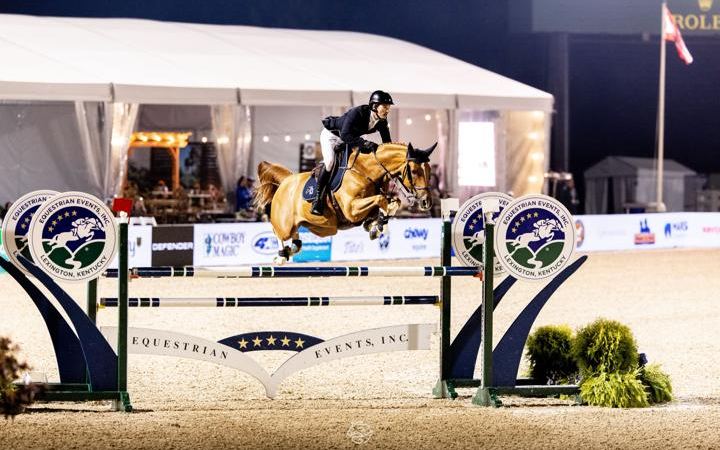 A rider jumps in the Kentucky International