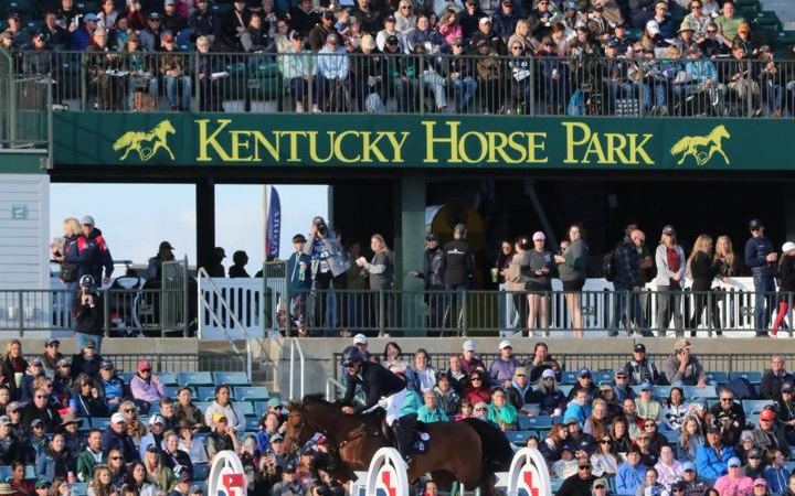 Spectators fill Rolex Stadium at the Kentucky Horse Park