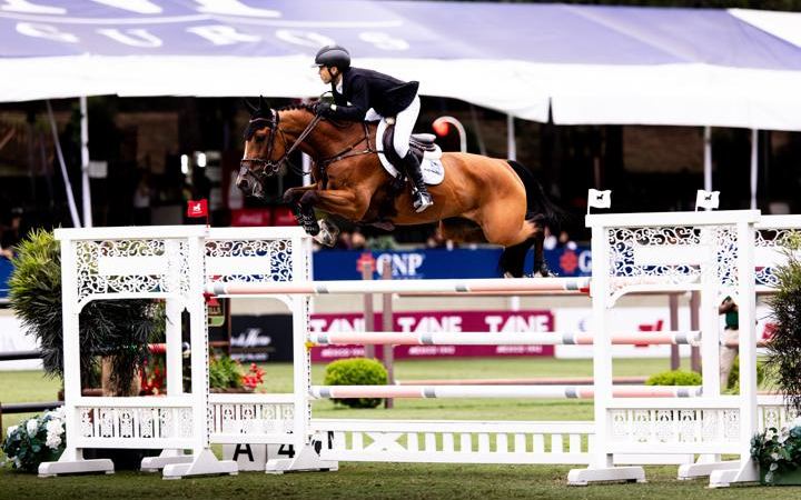 A rider jumps at Club Hípico La Silla
