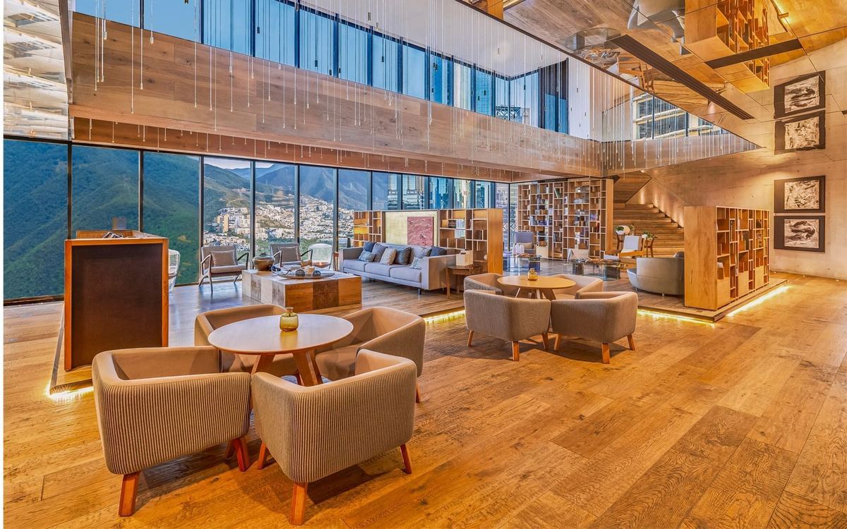 The lobby lounge at Live Aqua Monterrey