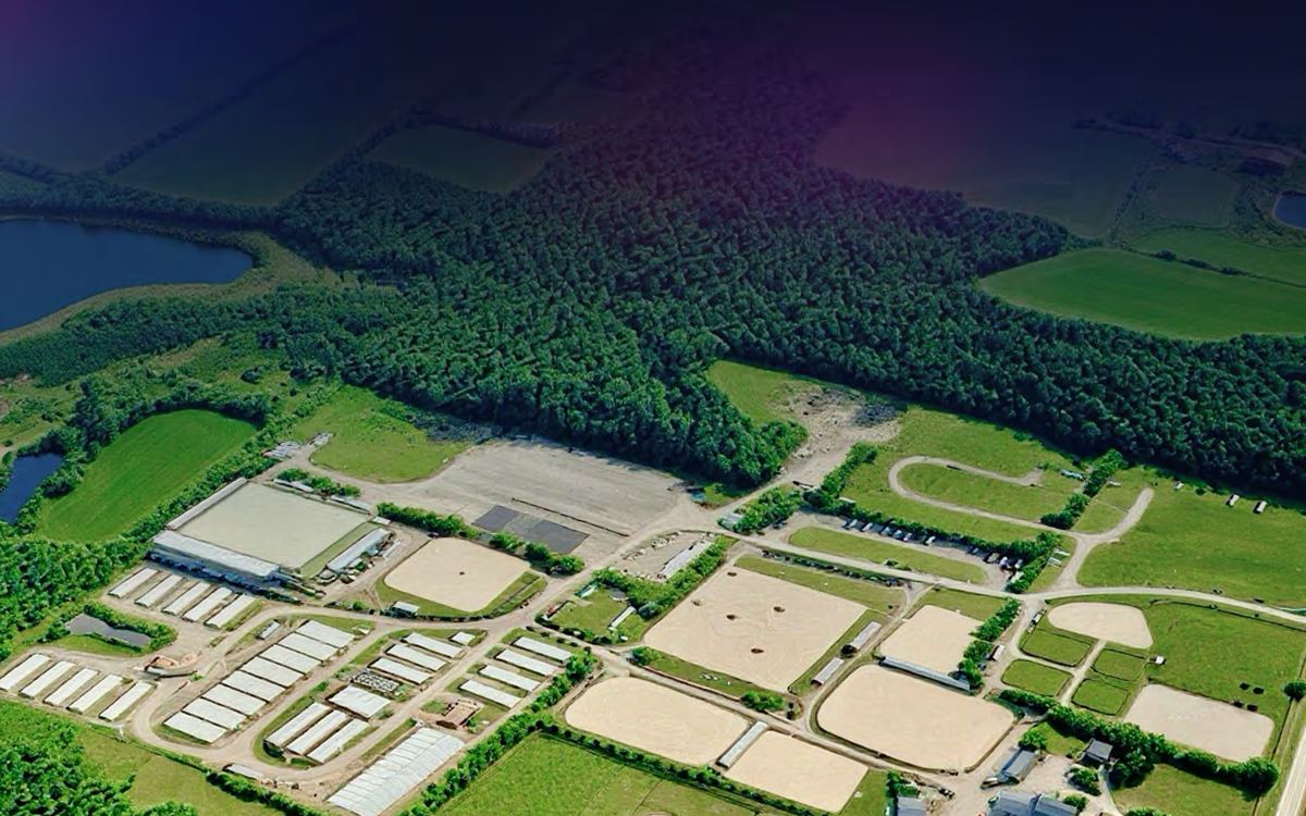 Aerial view of the Angelstone grounds and rings in Erin
