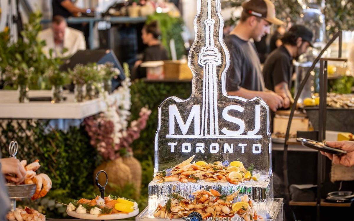 The MLSJ Toronto ice sculpture and seafood bar in the VIP lounge