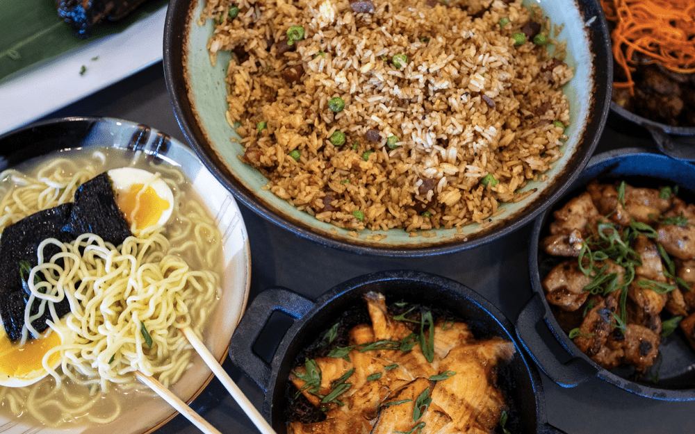 Noodles and rice bowls at Blue Ginger Sushi